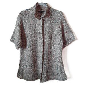 Lafayette 148 Wool Alpaca Silk Short Sleeve Cardigan M/L Quiet Luxury Office